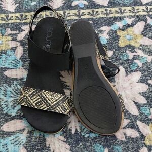 Corkys Black Wedge Sandal